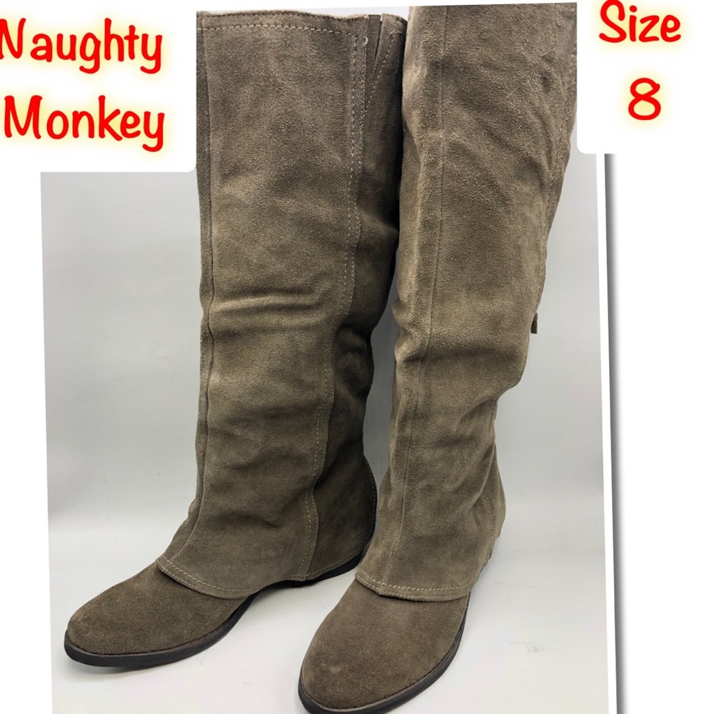 Naughty Monkey Women’s Tall Suede Tie Back Boots 8